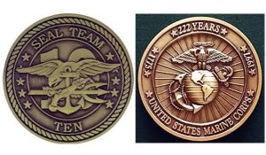Navy Seal and US Marine Corps Military challenge coins