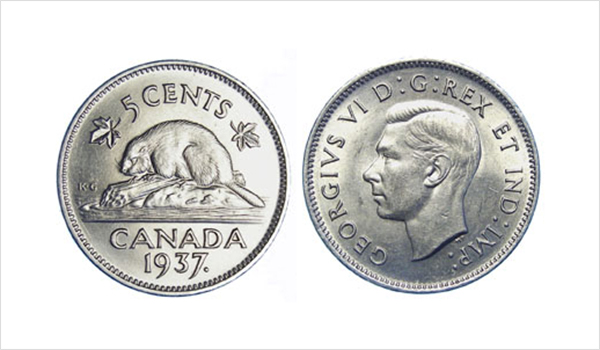 Canadian coin 5 cent Nickel
