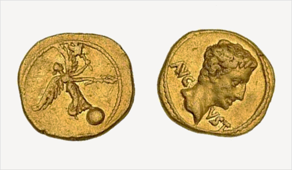 27 BC-14 AD gold Quinarius