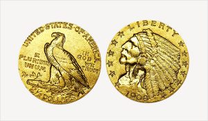 1908 Indian Head Gold $2.50 Quarter Eagle Gold Coins