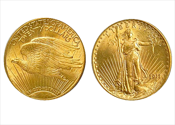 1911 Saint Gaudens Double Eagles $20 Gold Coin