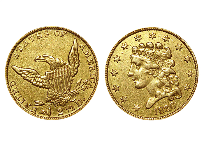 1836 Classic Head Gold $2.50 Quarter Eagle